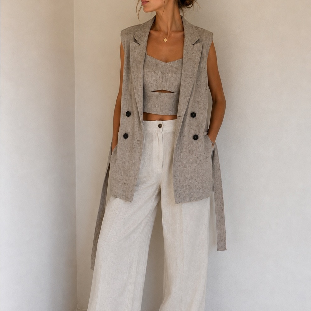 Jason Wu Beige Linen set jacket + top